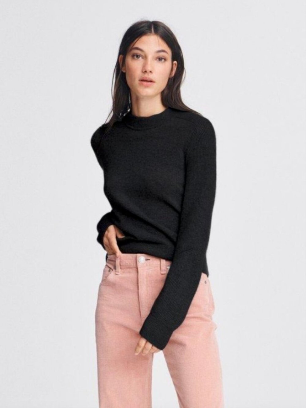 Rag & Bone Logan Black Crewneck Cashmere Sweater